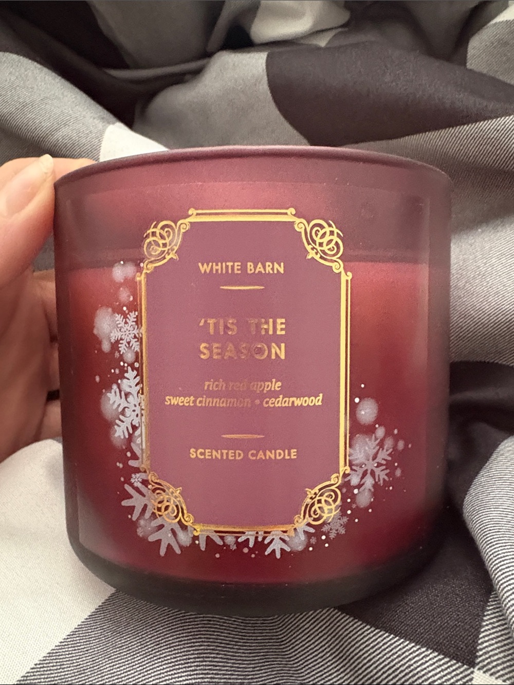 White Barn Red 'Tis The Season Scented Candle.  Smells divine!